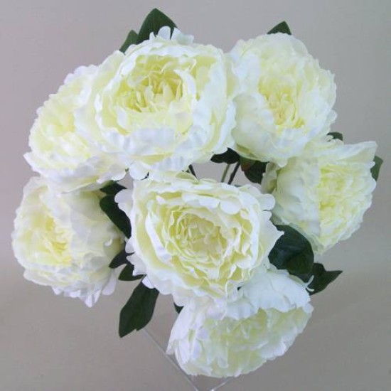 Bunch of Artificial Peony Flowers Cream 57cm Artificial Flowers